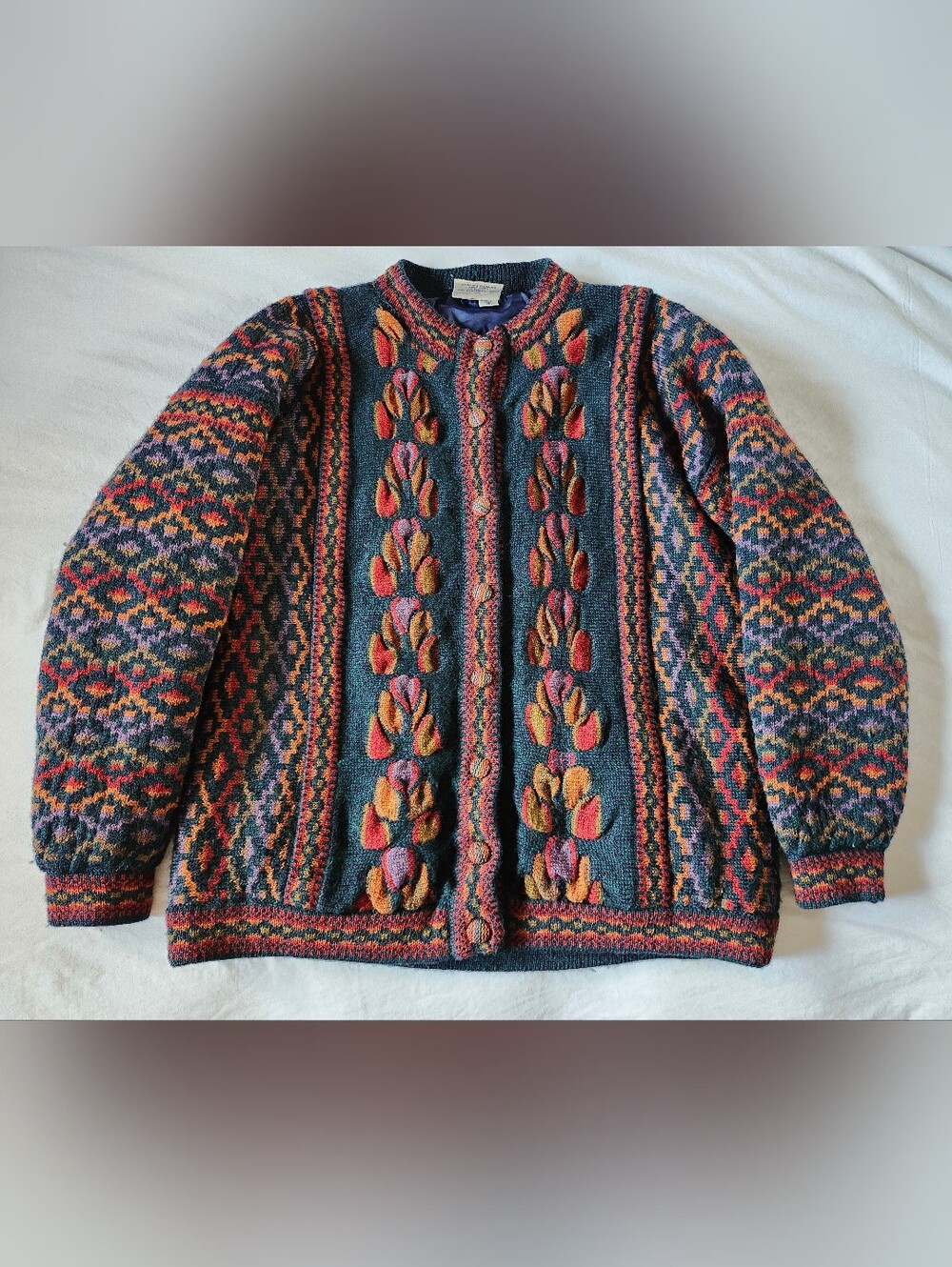 Vintage Made In Ireland Multicolor Wool Cardigan